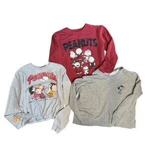 Peanuts Snoopy Lot of 3 Womens Long Sleeve Graphic Shirts Size S/M